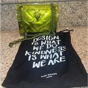 Kurt Geiger Mini Kensington Quilted Tonal Crystal Crossbody Bag lime green